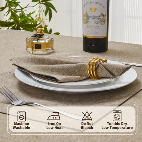 Flaxen Polyester Linen Cloth Napkins Set of 8 - Waterproof & Stain Resistant