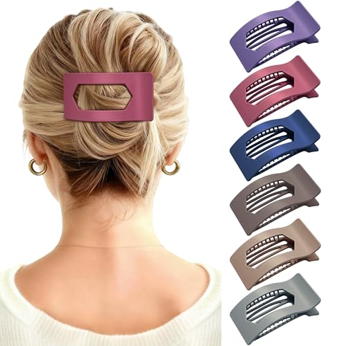 Mesovor Morandi Matte Flat Claw Hair Clips for Women – Durable Non-Slip Hair Accessories (6 Pack)