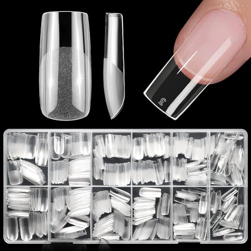 600pcs Clear Square Gel Nail Tips - Fake Acrylic Nails for Manicure