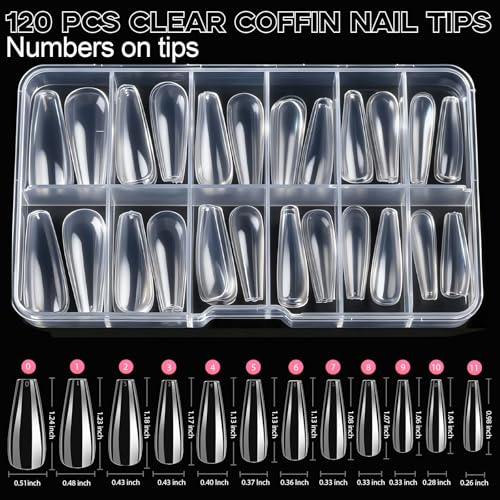 Teenitor Acrylic Nail Kit with Clear Coffin Tips & Charms
