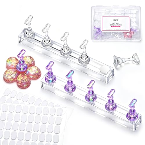 GAOY Nail Stand Set for Press On Nails - 2 Bases & 100 Tapes