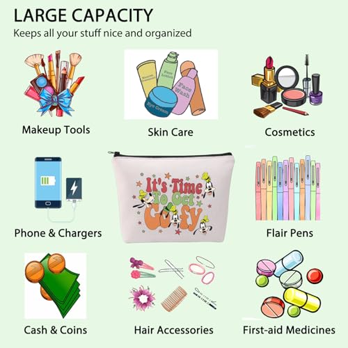 FOTAP Get Goofy Cartoon Dog Makeup Bag - Travel Cosmetic Organizer