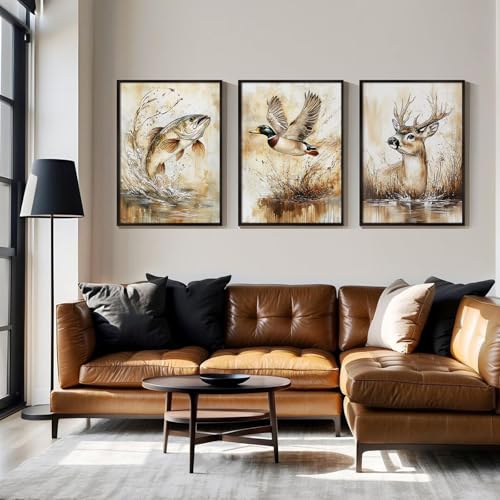 Vintage Farmhouse Animal Wall Art for Nursery - 12x16 Inch Canvas Prints (Set of 3)