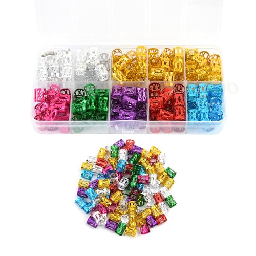 150 Pcs Aluminum Hair Jewelry for Braids & Dreadlocks - Multi Color Rings & Clips