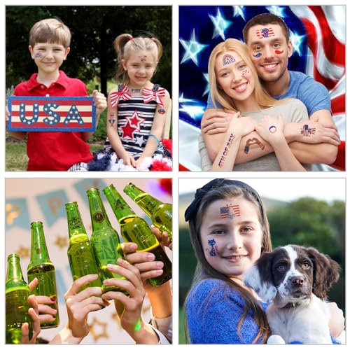 4th of July Temporary Tattoos - 100 Patriotic USA Flag Stickers