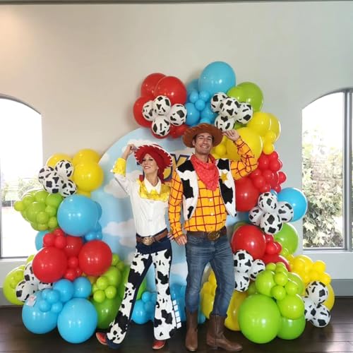 Cow Print Balloons Set - Sky Blue Cloud Design, 60pcs