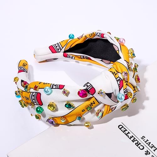 Boderier Crystal Beaded Teacher Headbands for Women - Bejeweled Hair Accessories