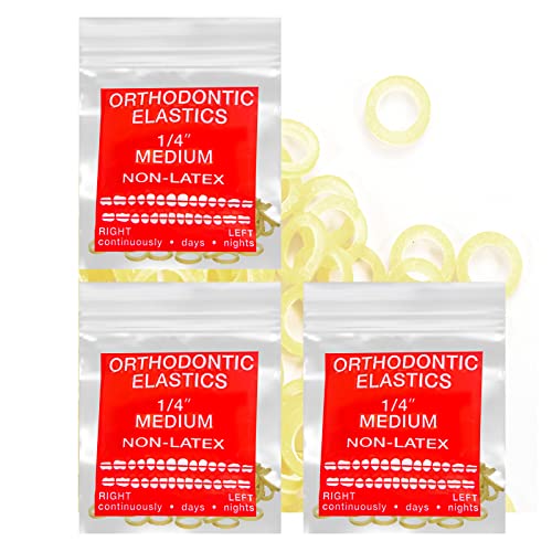 Medium 1/4" Dental Rubber Bands - 300 Count Elastic Packs