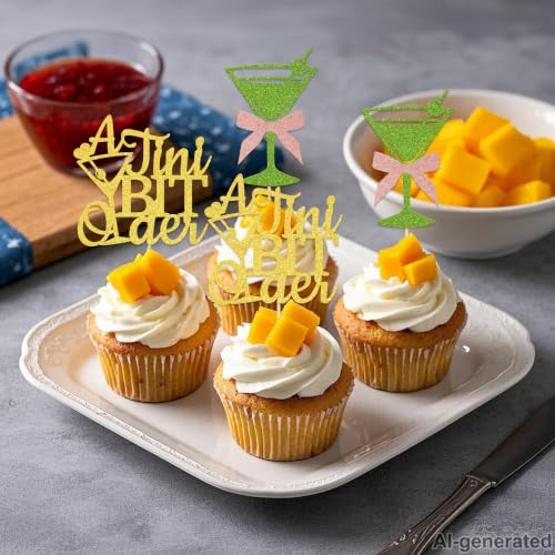 A Tini Bit Older Cupcake Toppers - 24 Pcs Gold Glitter Picks