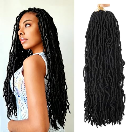 18 Inch Soft Locs Crochet Hair - 8 Packs Distressed Faux Locs for Black Women