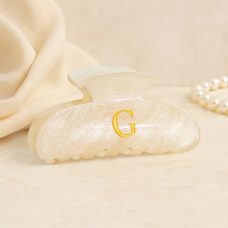 Gold O Acrylic Letter Hair Clip - Chic Monogram Claw Clip for Women