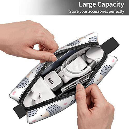 Cute Hedgehog Travel Makeup Bag Cosmetic Organizer with Zipper Pouch