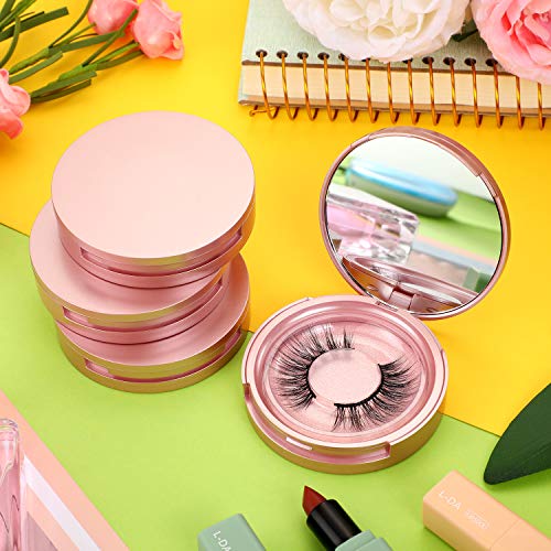 Maitys 6 Pcs Rose Gold Eyelash Storage Box with Mirror