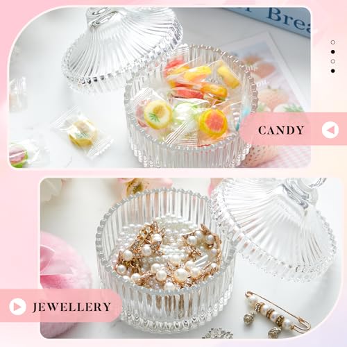 Tioncy 3 Pcs Clear Vintage Powder Puff Container Set with Soft Puffs - Classic Style