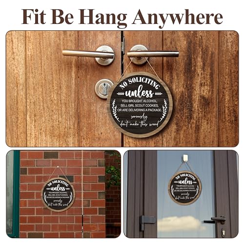 12-Inch Wooden No Soliciting Sign for Front Door - Durable House Decor
