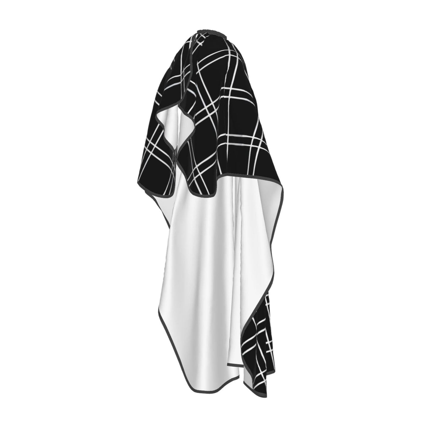 Black Tartan with White Lines Adult Professional Hair Cutting Cape Adjustable Snap Large Size 55x66 in