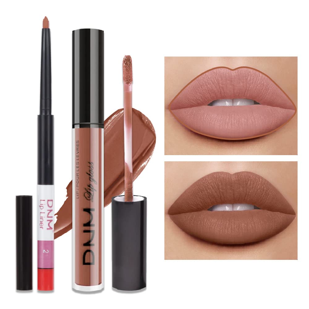 Medium Brown Beige Lip Liner & Matte Lipstick Set - Vegan, Long-Lasting, Waterproof | 2 Pcs