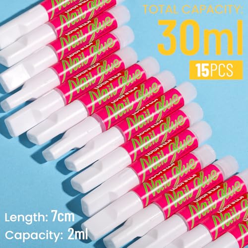 Teenitor Nail Glue for Press-On Nails - 15pcs Strong Adhesive
