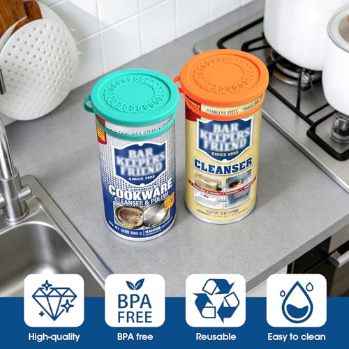 Hydream Silicone Powder Cleanser Lids - 2 Pack for Bar Keepers Friend, Comet, Ajax