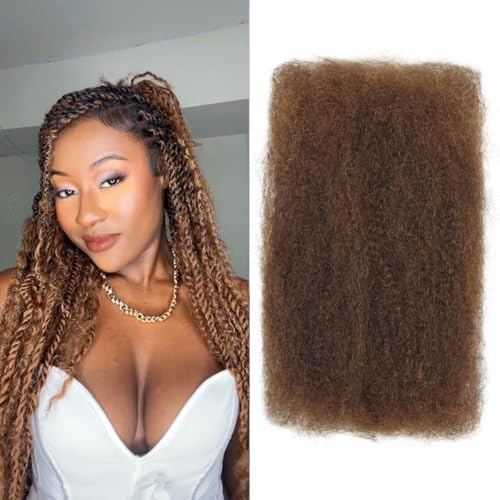 Vecago 18 Inch Afro Kinky Bulk Human Hair - Medium Brown 4C Curly Bundles for Twist & Locs