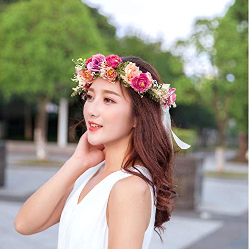 YAZILIND Adjustable Flower Headband Hair Wreath - Silk Floral Crown (1-Color)