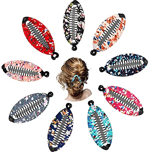 9-Piece Bohemia Style Floral Banana Hair Clips - Durable Fishtail Claw