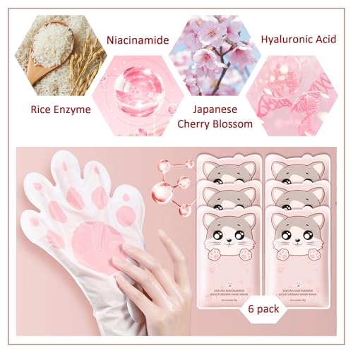 Hydrating Hand Masks Gift Set - 6 Pairs Moisturizing Gloves