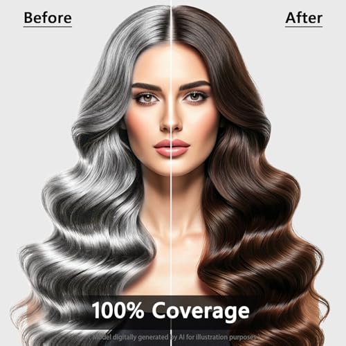 Dark Brown Hair Dye Shampoo 3-in-1 Color & Grey Coverage for Men & Women
