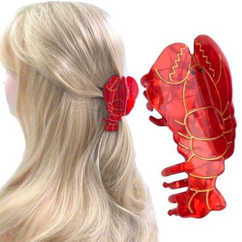Lobster Shape Hair Claws for Medium Thick Hair - Red Clips