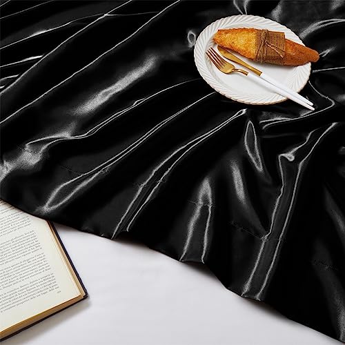 Ersmak Twin Satin Flat Sheet - Soft & Luxurious Black Bedding
