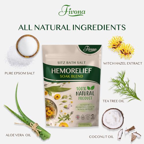 FIVONA Hemorrhoid Treatment Sitz Bath Salt - 14.1oz Natural Soak