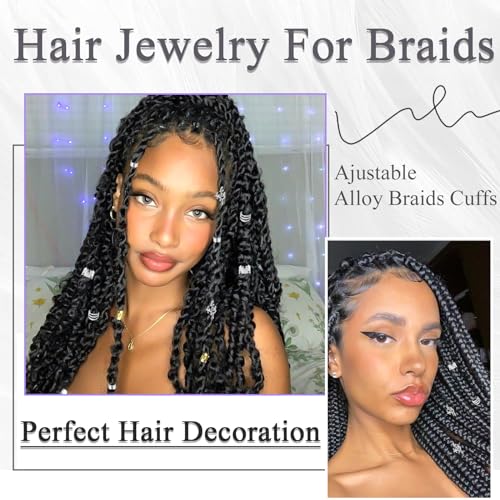 40PCS Silver Hair Cuffs for Braids & Dreadlocks - Metal Clips
