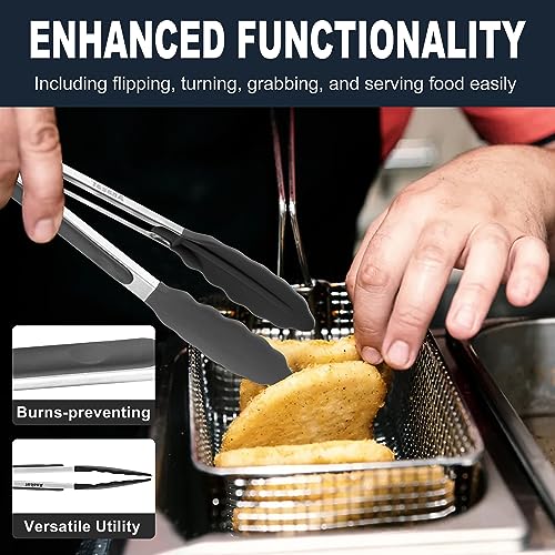 Anaeat 3-Pack 7" Mini Non-Stick Silicone Tongs for Cooking & BBQ