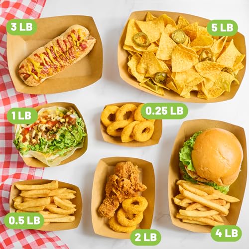 ZORRITA 120 Pack Mini Brown Kraft Paper Food Trays - Grease Resistant, Disposable Serving Boats for Snacks, Tacos, Nachos