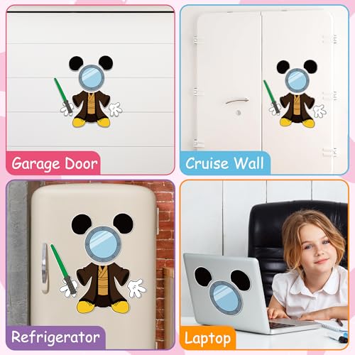 BOpusail 6Pcs Sci-Fi Mouse Cruise Door Magnets - Waterproof & Writable