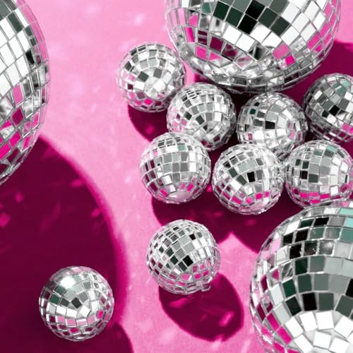 JOERSH Disco Ball Cake Decorations - 30 Pcs in 4 Sizes