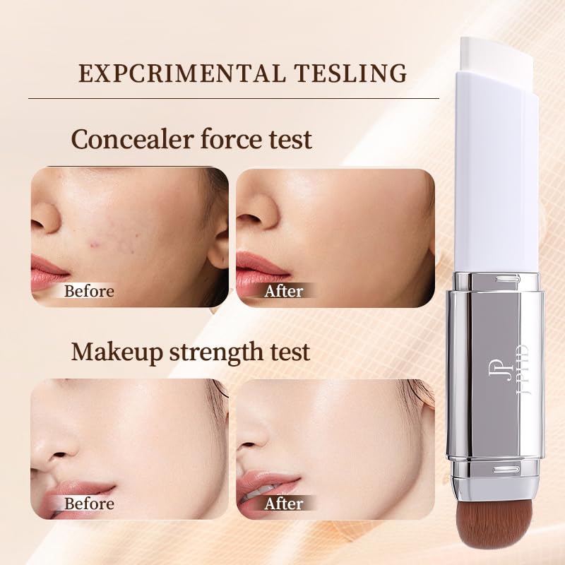 Color Changing Foundation Stick - 2-in-1 White & Natural | Includes Brush, Ideal for Mature Skin