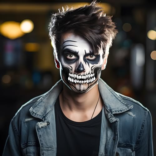 ENYACOS B Halloween Skeleton Mouth Tattoo Set (10pcs) – Waterproof Horror Face Stickers, For Adults