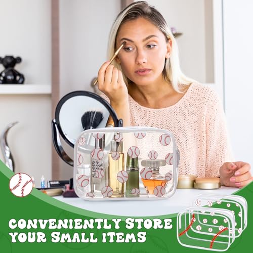 12 Pcs Baseball Clear Makeup Bags with Zipper - Waterproof Travel Case