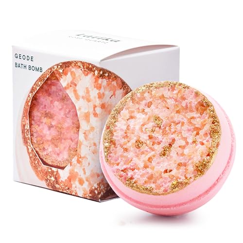 Sandalwood Bath Bomb with Rose Quartz Geode - Luxurious Spa Experience
