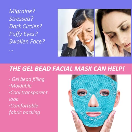 ZN?CUET?D Cold Face Eye Mask Ice Pack Reduce Facial Puff, Dark Circles, Hot Cold Compress Pack, Face SPA Gift for Woman Sleeping, Pressure, Headaches, Skin Care, Post Laser Cosmetic Care, Reversible