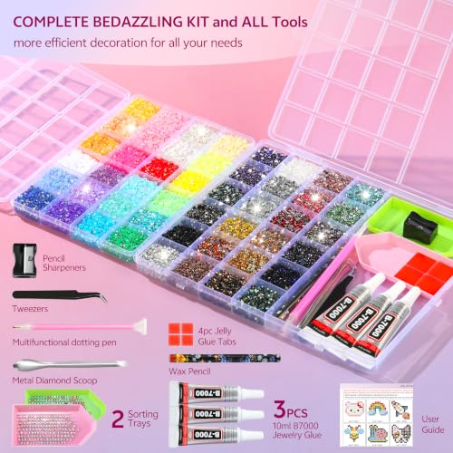 Urstand 48,000 Pcs Resin Jelly Rhinestones Kit with B7000 Glue & Tools for DIY Jewelry & Crafts