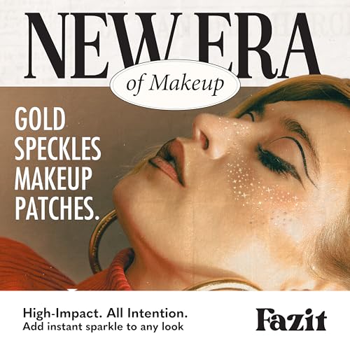 Fazit Gold Speckles - Glitter Freckle Makeup Patches - Shimmering Faux Freckles & Body Glitter - Waterproof, Long-Lasting Instant Glamour for Festivals & Parties - 6 Temporary Makeup Patches Per Pack
