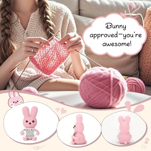 Positive Crochet Bunny - Handmade Inspirational Gift for Women