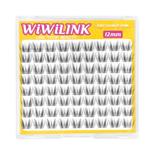 WiWiLINK Freya Lash Clusters, 12mm Natural Wispy D Curl Eyelash Extensions