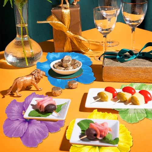 30 Pcs Hibiscus Flower Placemats - Colorful Disposable Table Mats