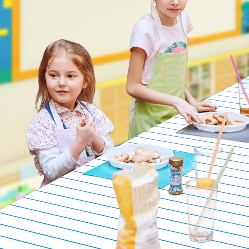Notebook Paper Plastic Tablecloths - 3 Pack for School Events