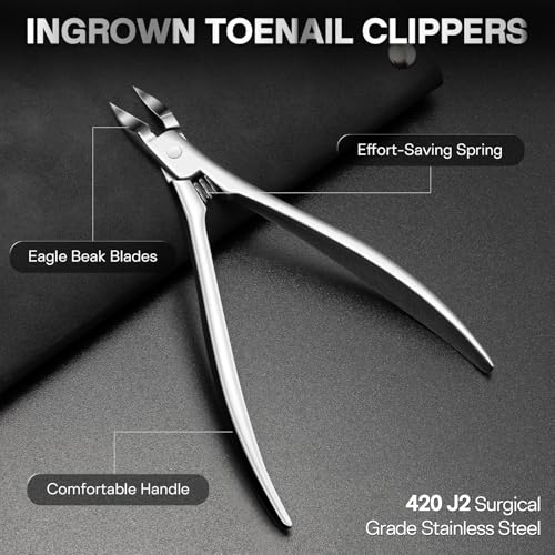 6PCS Ingrown Toenail Treatment Set with Leather Case - Professional Pedicure Tools