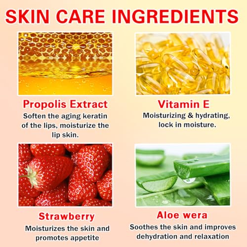 6Pcs Lip Balm Set with Honey, Strawberry, Apple Lime, Watermelon, Coconut & Cherry – Nourishing Lip Masks & Sleep Care