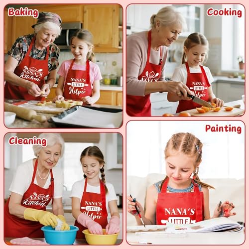 Kids and Adult Apron Set - 2 Pcs Waterproof Adjustable Smocks